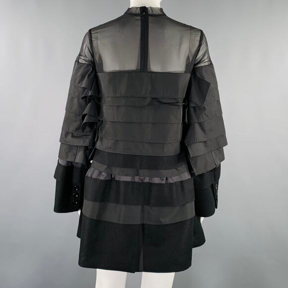 SACAI Size S Black Polyester Blend Long Sleeve Layered Dress - Picture 4 of 9